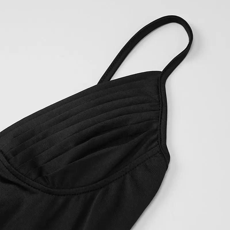 V-Neck Spaghetti Strap Bodycon Dress - MRC STORE