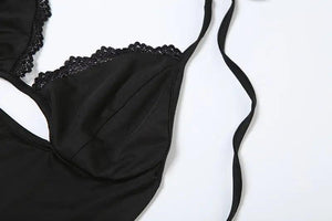 Elegant Lace Up Hollow Dress - MRC STORE