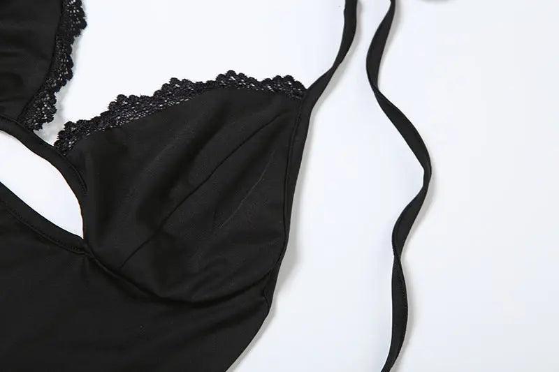 Elegant Lace Up Hollow Dress - MRC STORE
