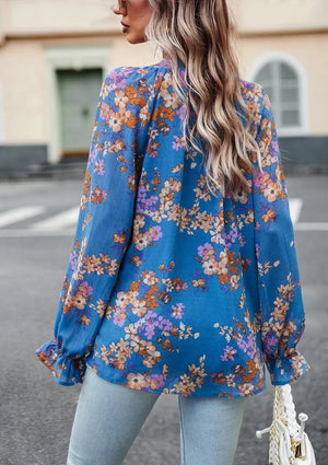 Chic Floral V-Neck Blouse - MRC STORE