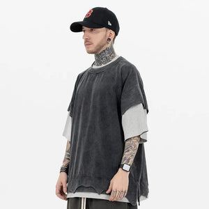 Distressed Retro Patchwork Vintage T-Shirt - MRC STORE