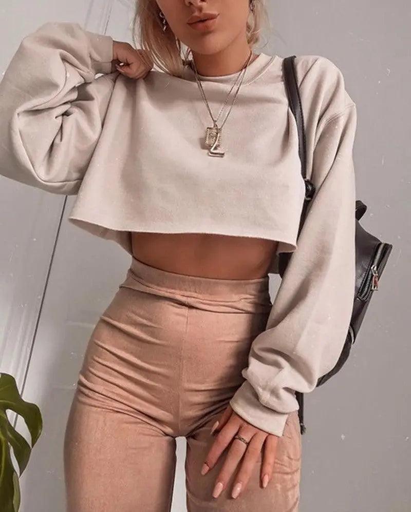 Long Sleeve Crop Top T-Shirts - MRC STORE