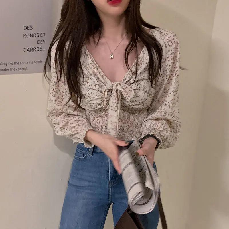 V Neck Chiffon Blouse - MRC STORE