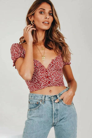 Low Neck Print Tee - MRC STORE