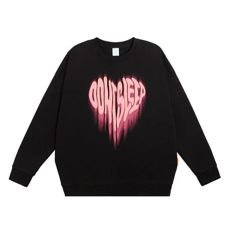 Unreal Heart Foam Print Crew Neck Sweatshirt - MRC STORE