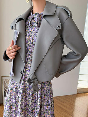 Genuine Sheepskin Leather Short Jacket - MRC STORE