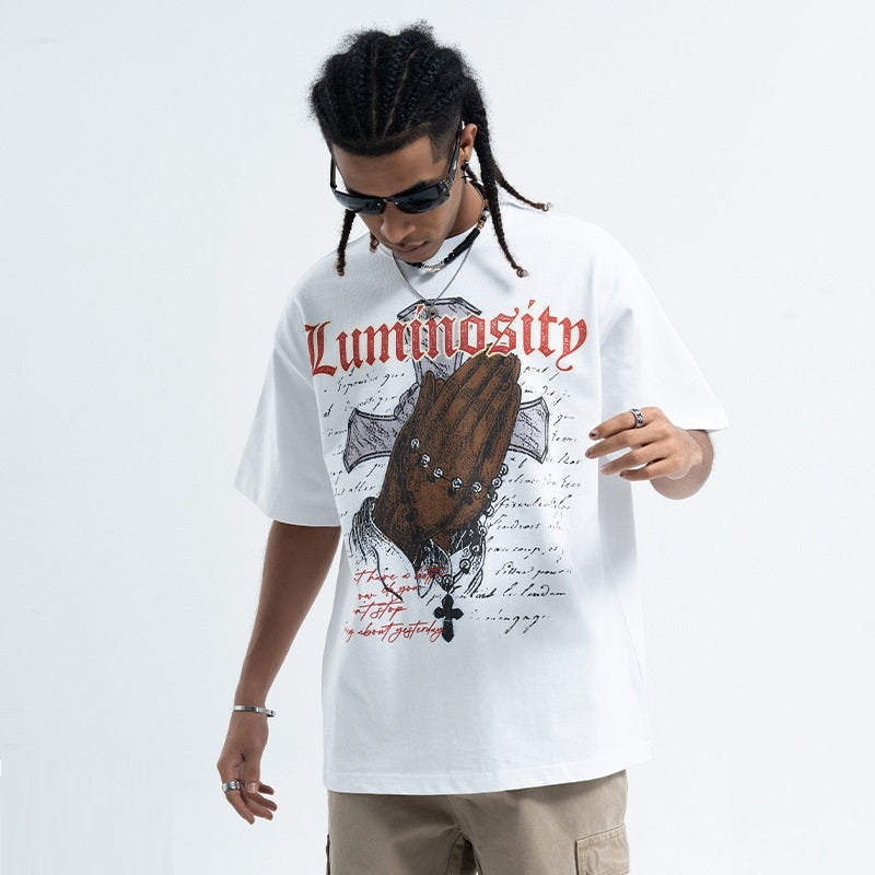 Men’s Vintage T-Shirt - Cross Letter Print My Store