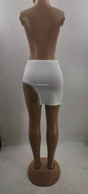 Rhinestone Tassel Skirt - MRC STORE