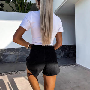 Women’s Denim Shorts - Rhinestone Straight My Store