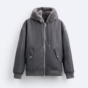 Plush Hooded Faux Fur coat - Cozy and Stylish Outerwear for Cold Weather- Double-Sided Design with Stick Pockets - MRC STORE