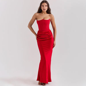 Elegant Dress Fishbone Velvet Gown - MRC STORE
