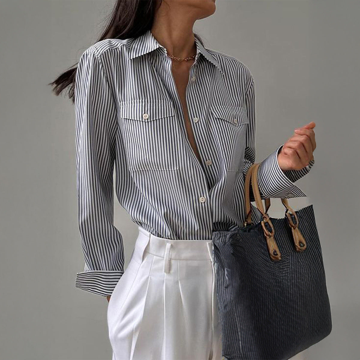 Women’s Striped Cardigan - Loose Contrast My Store