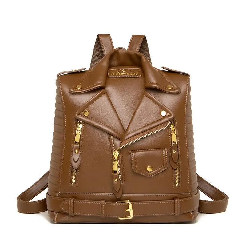 Trendy Leather Textured Jacket Backpack - MRC STORE