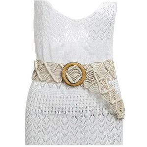 Vintage Woven Wooden Buckle Belt - MRC STORE