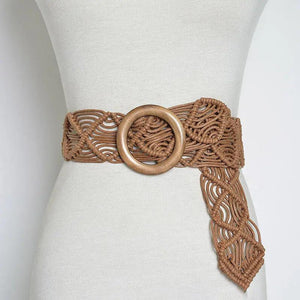 Vintage Woven Wooden Buckle Belt - MRC STORE