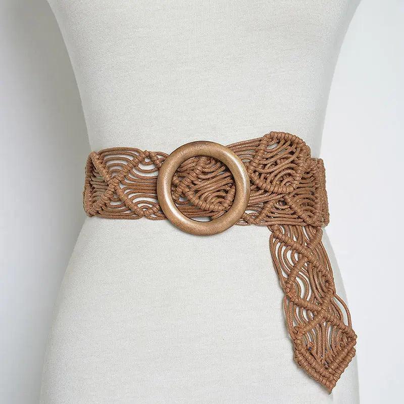 Vintage Woven Wooden Buckle Belt - MRC STORE