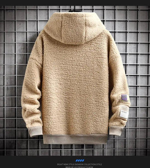 Cozy Sherpa Fleece Hoodie with Utility Patch Detail - MRC STORE