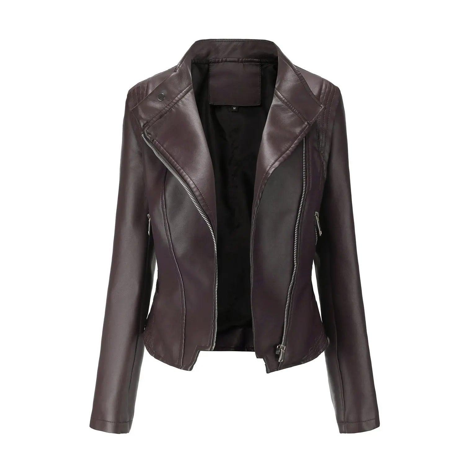 Slim Fit PU Leather Coat - MRC STORE