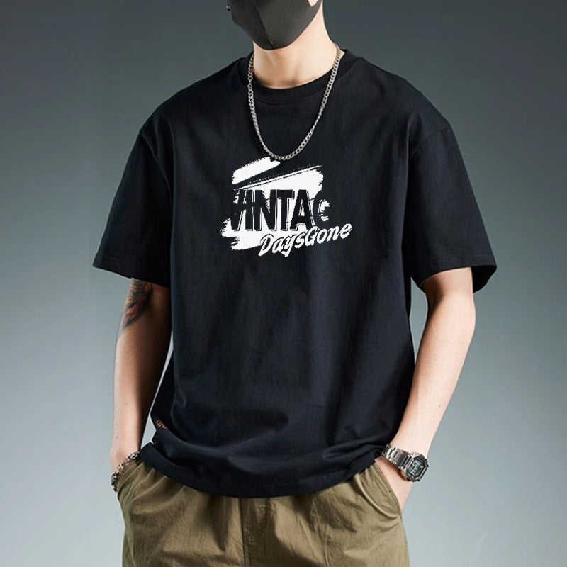 Men's Solid Color Short-Sleeved Cotton T-Shirt - Cartoon Pattern My Store  18.99