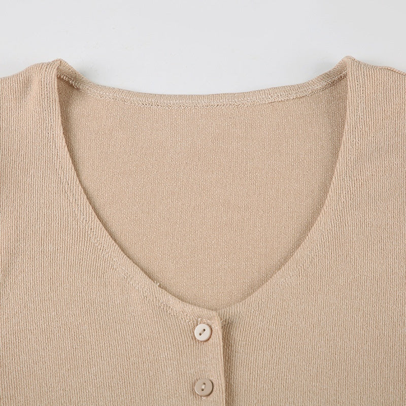 French Romantic Girl Style Base Breasted Knitted Dress - A-Line Skirt My Store