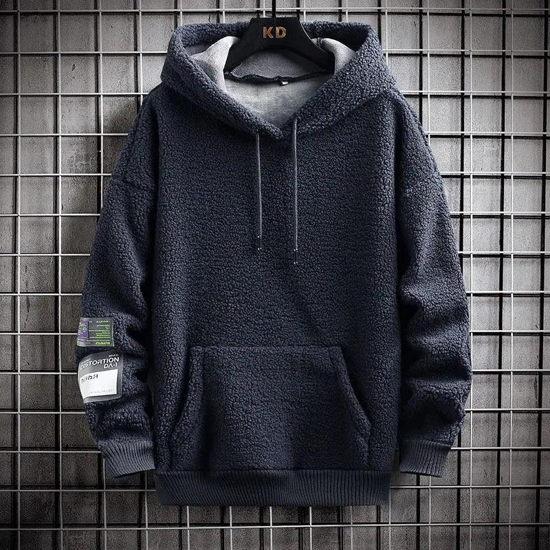 Cozy Sherpa Fleece Hoodie with Utility Patch Detail - MRC STORE