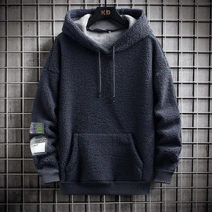 Cozy Sherpa Fleece Hoodie with Utility Patch Detail - MRC STORE