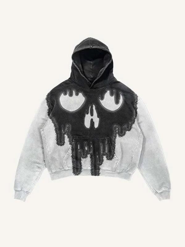 Colorblock Skull Print Pocket 3D Hoodie - Multiple Colors - MRC STORE