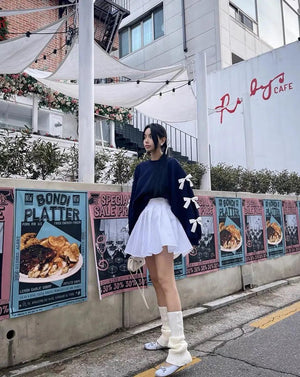 Loose Bow Lantern Sleeve Sweater - MRC STORE