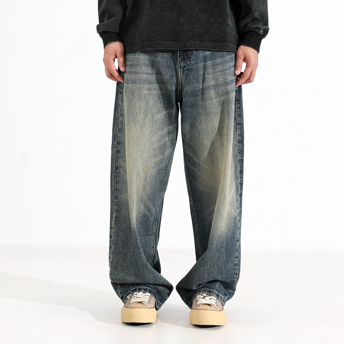 American Retro Hanging Loose Wide Leg Jeans for Men – Vintage Denim Style My Store 118.68