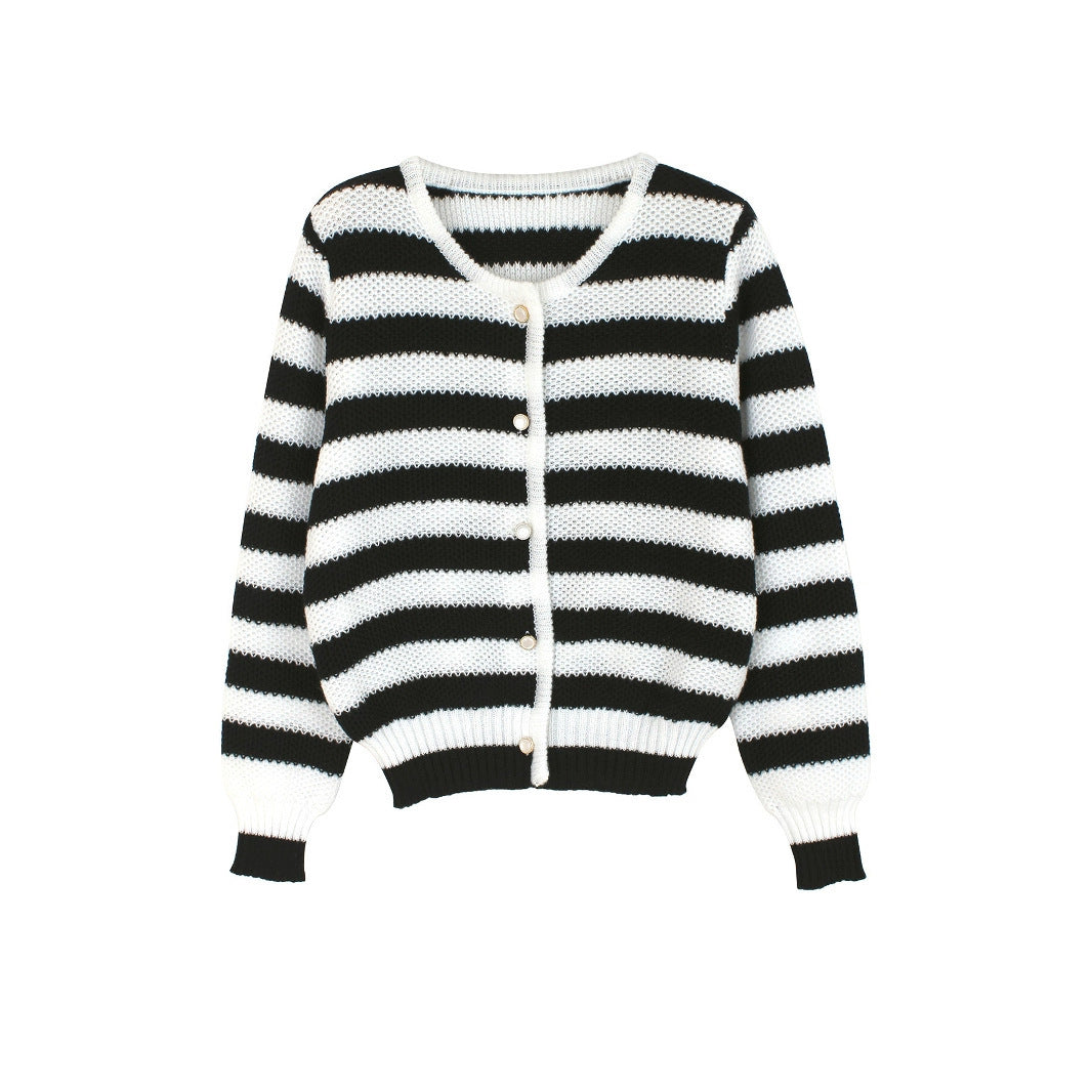 Women’s Cardigan Jacket - Striped Round Neck My Store