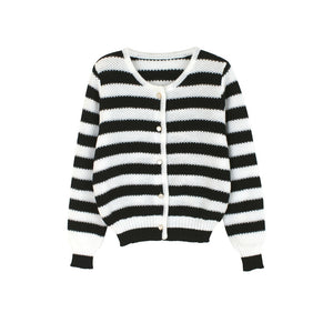 Women’s Cardigan Jacket - Striped Round Neck My Store