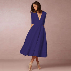 Chic V Neck Swing Dress - MRC STORE