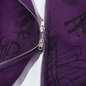 Graffiti Print Hooded Sweatshirt - MRC STORE