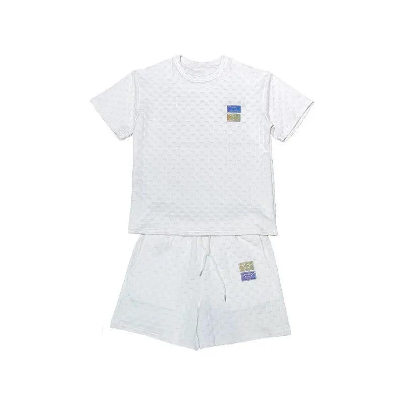 Waffle Short Sleeve Shorts Set - MRC STORE