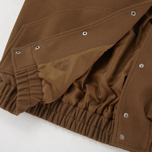 Vintage Woolen Stand Collar Coat - MRC STORE