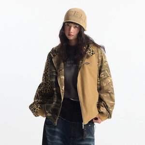Camouflage Hooded Denim Jacket - Stylish and Bold Contrast Patchwork - MRC STORE