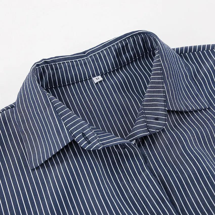 Cropped Striped Fashion Shirt - MRC STORE