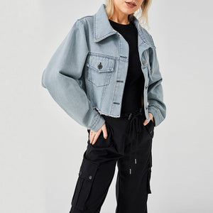 Retro Raw Edge Soft Denim Jacket - MRC STORE