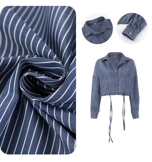 Cropped Striped Fashion Shirt - MRC STORE