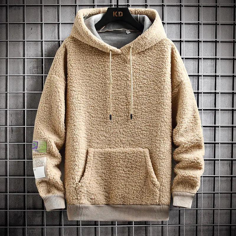 Cozy Sherpa Fleece Hoodie with Utility Patch Detail - MRC STORE