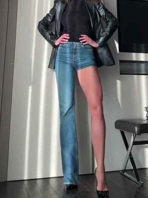 Fashion Single-shoulder Shorts Irregular Jeans