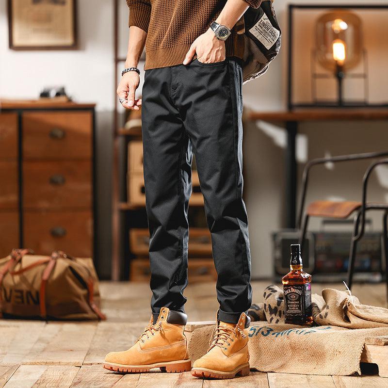 Solid Color Business Style Slim-Fitting Long Pants - MRC STORE