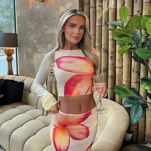 Round Neck Long Sleeve Top Mid length Dress Set - MRC STORE