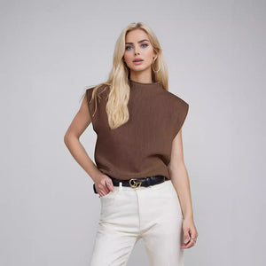 Women's Turtleneck Vest Sweater – Abstract Pattern Pullover in Versatile Colors - MRC STORE