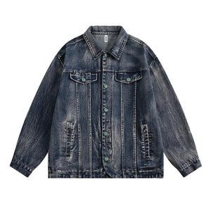 Distressed Punk Denim Jacket - MRC STORE