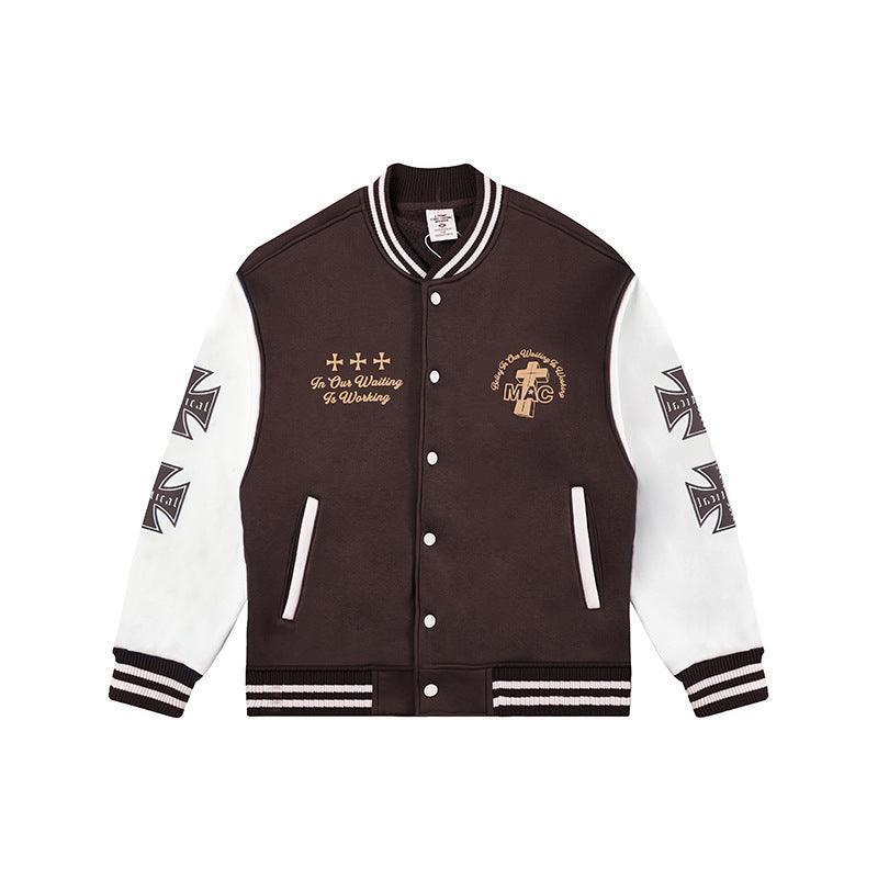 Contrast Color Loose Printed Baseball Jacket - Winter Streetwear Style - MRC STORE