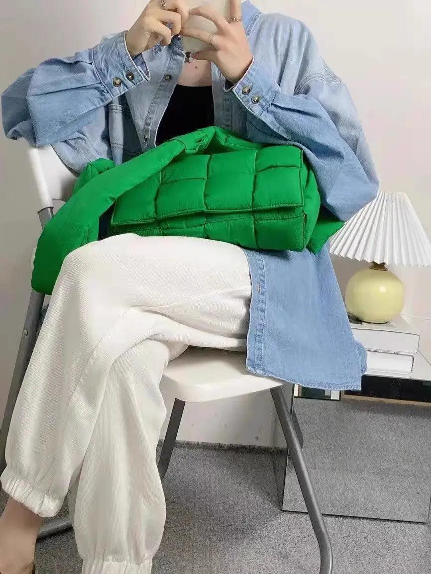 Woven Diamond Plaid Crossbody Pillow Bag - MRC STORE