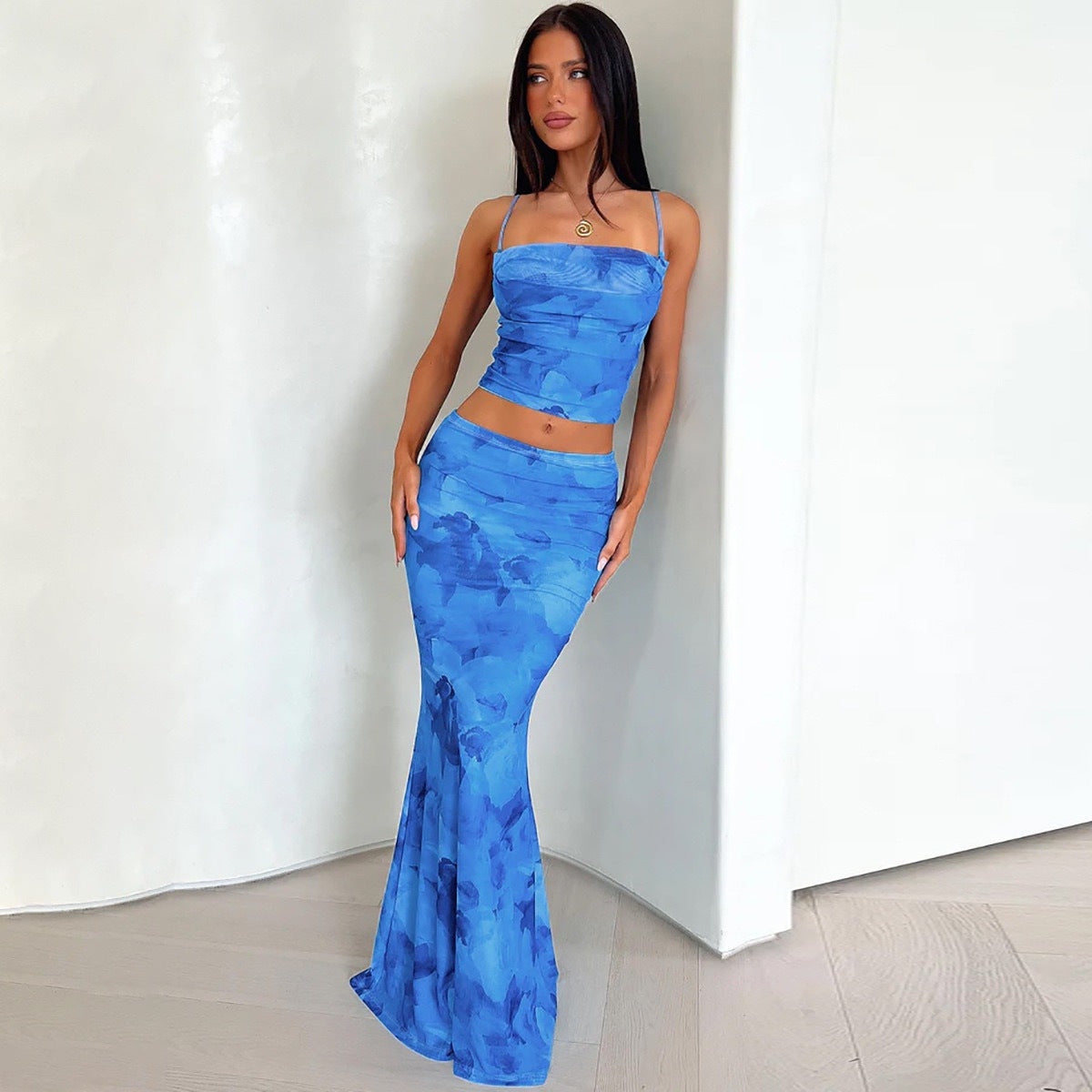 Women’s Two-Piece Set - Floral Midriff Skirt My Store