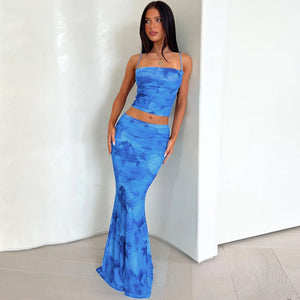 Women’s Two-Piece Set - Floral Midriff Skirt My Store