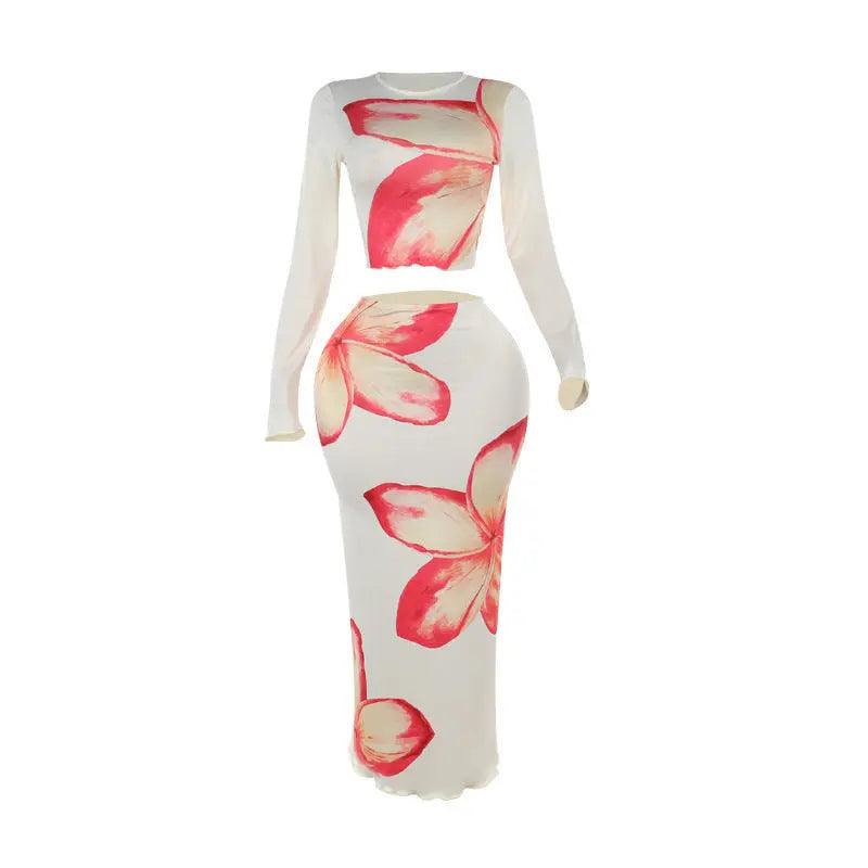 Round Neck Long Sleeve Top Mid length Dress Set - MRC STORE